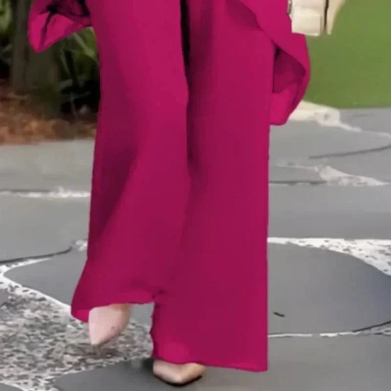 Herlene™ Elegant Two-Piece Set | Layered Top and Wide-Leg Trousers