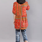 stylish cotton blouses Loose fitting Printed Women Summer Pullover Loose Cotton Tops